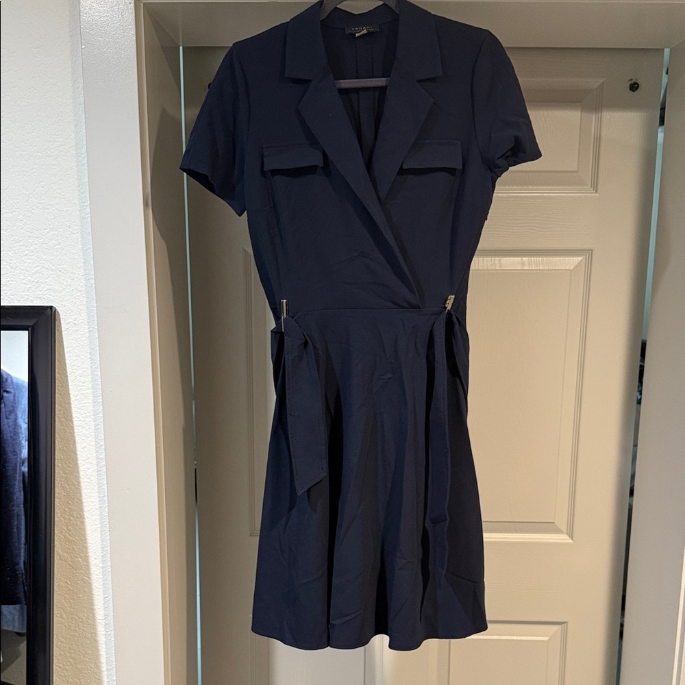 Tahari ASL Navy Short Sleeve Mini Dress